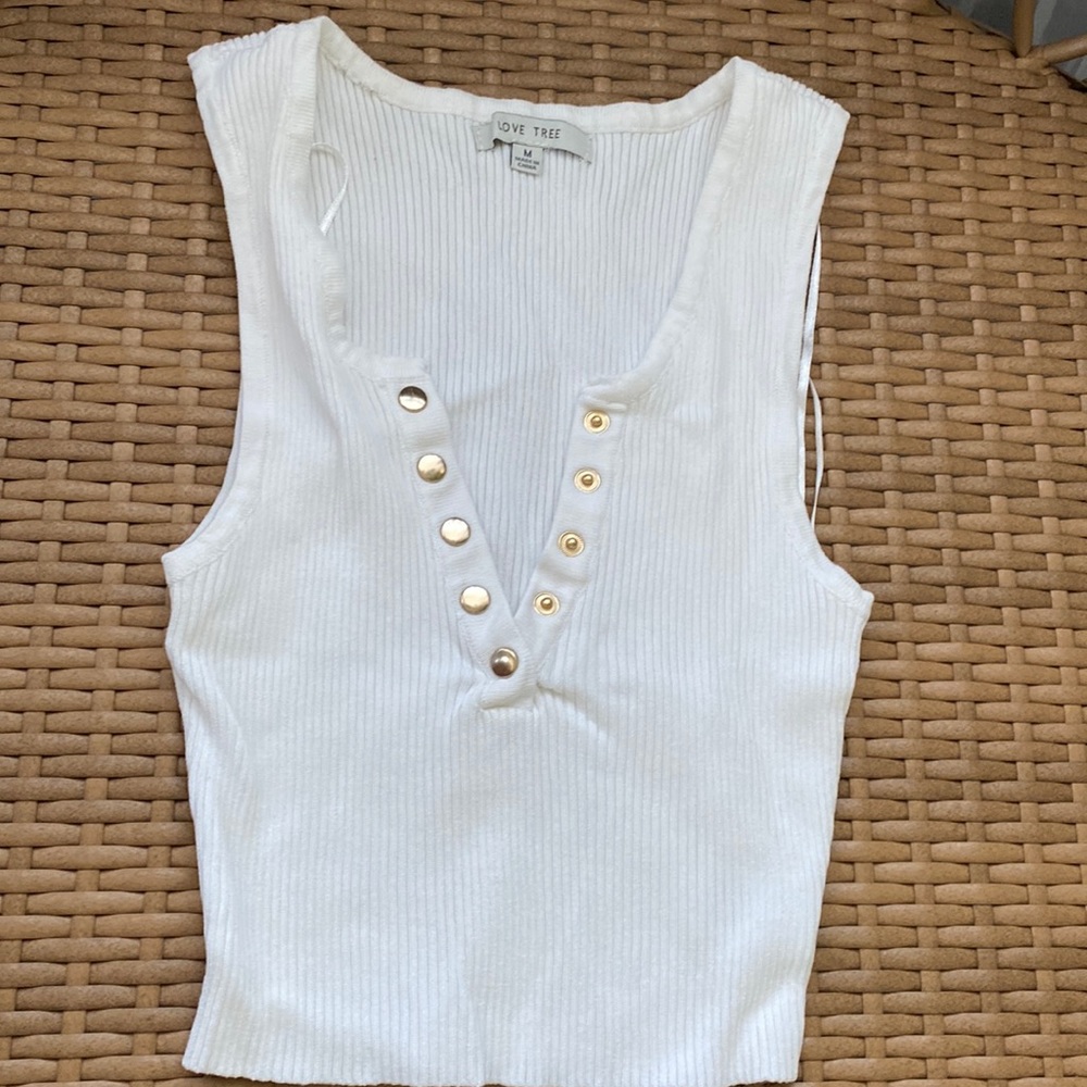White button up tank top